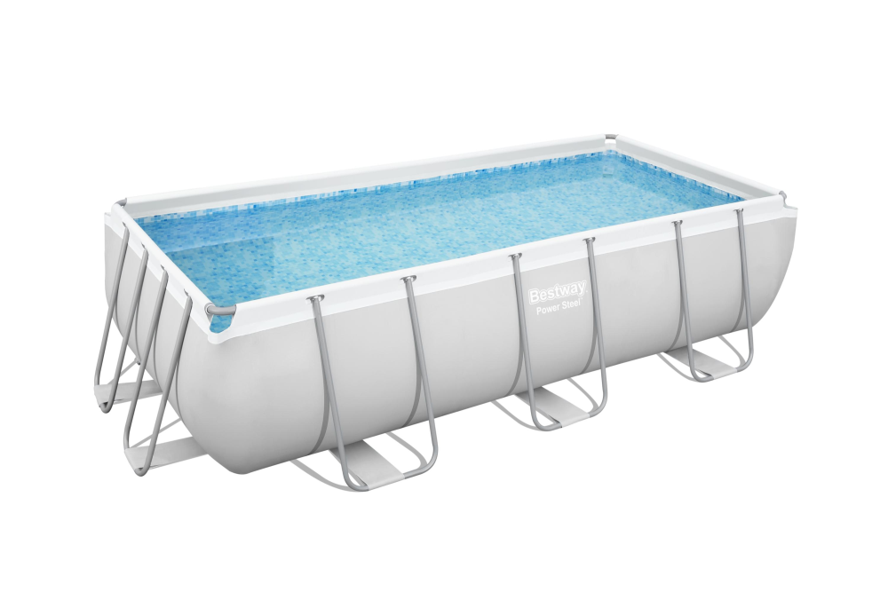 Bestway® Power Steel Frame Pool Komplett-Set eckig grau 404 x 201 x 100 cm