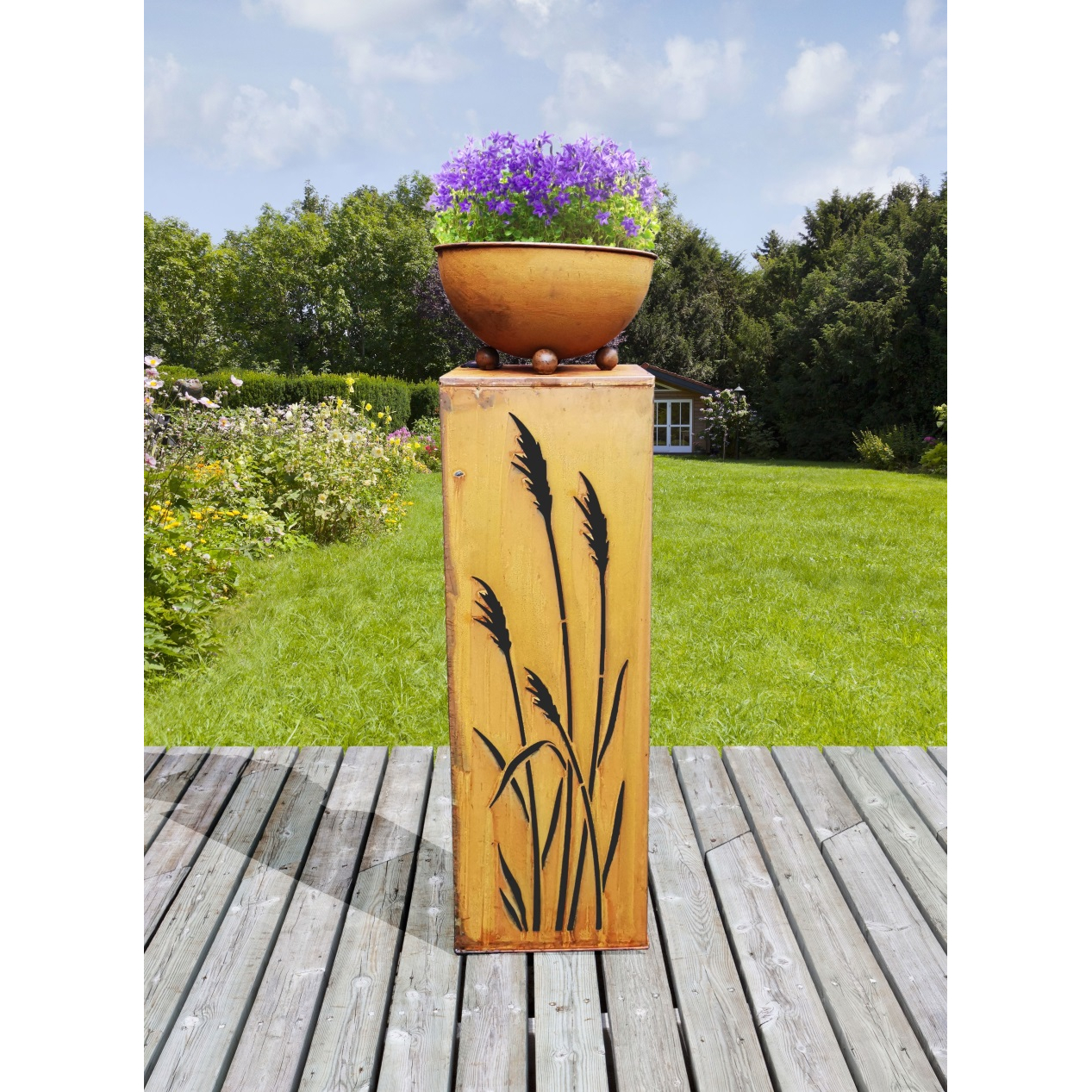 J. Westerholt Deko-Säule in Rostoptik mit LED 22,5 x 22,5 x 71,5 cm