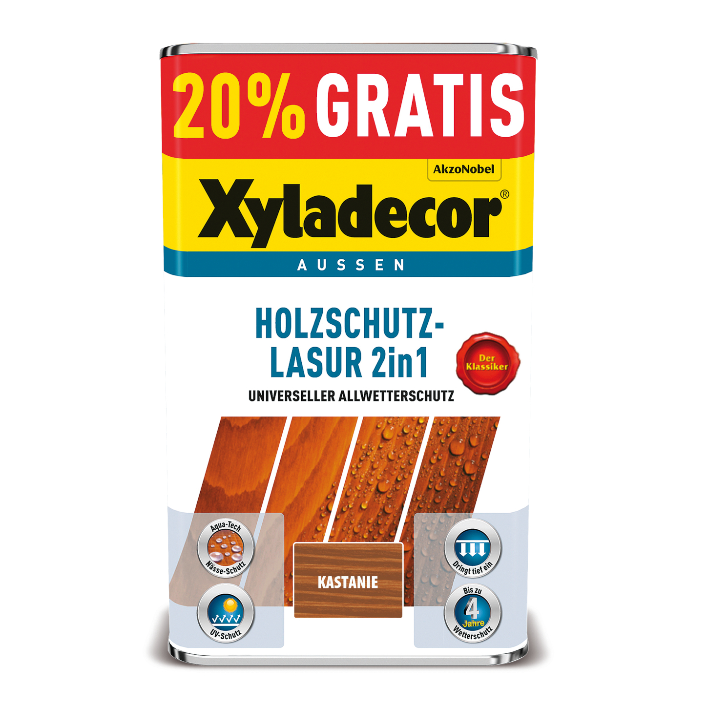 Xyladecor Holzschutz-Lasur 2 in 1 kastanie