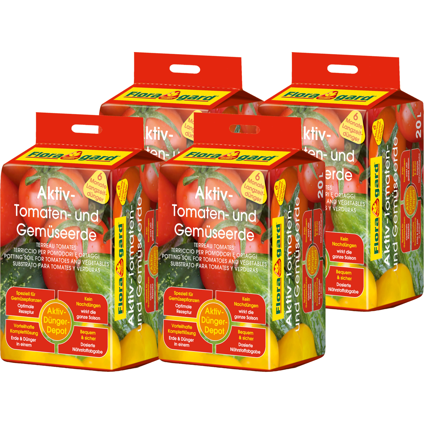 Floragard Aktiv Tomaten- und Gemüseerde 4x20 L