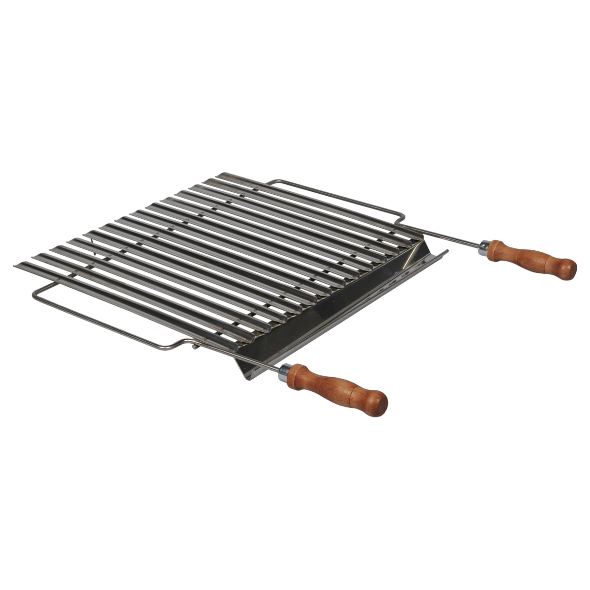 Wellfire Bio-Grillrost 53 x 38 cm mit Holzgriffen Edelstahl