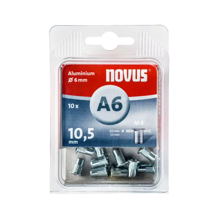 Novus 10 Aluminium-Blindnietmutter Typ A6 M4