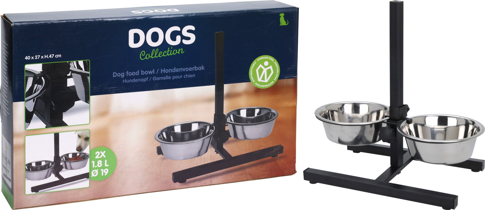Koopman verstellbares Hundenapf Set 46 x 8 x 28 cm