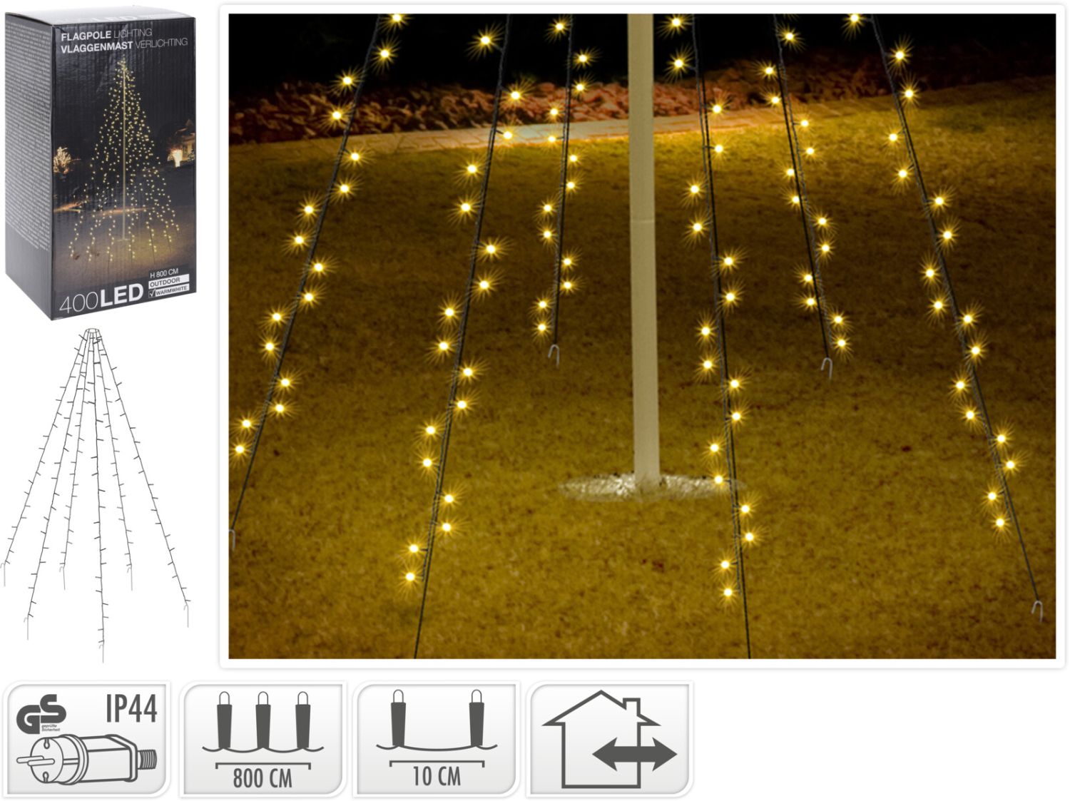 Koopman Fahnenmast Beleuchtung 400 LED warmweiß