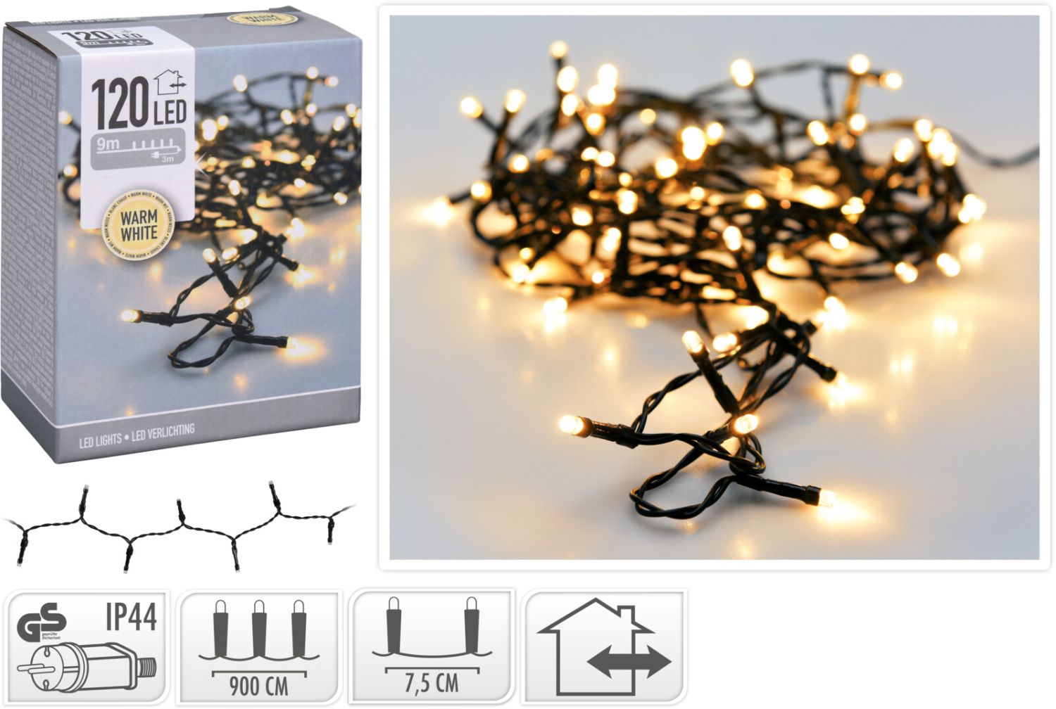 Koopman Lichterkette 120 LEDs warmweiß außen