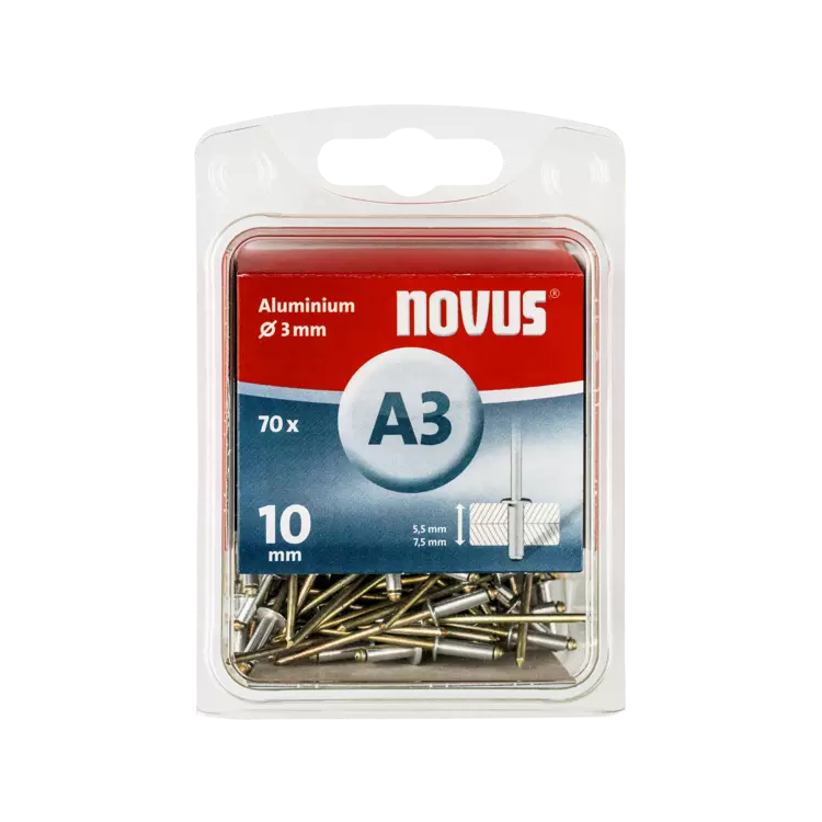 Novus Aluminium-Blindniete Typ A3 10 mm 70 Stück