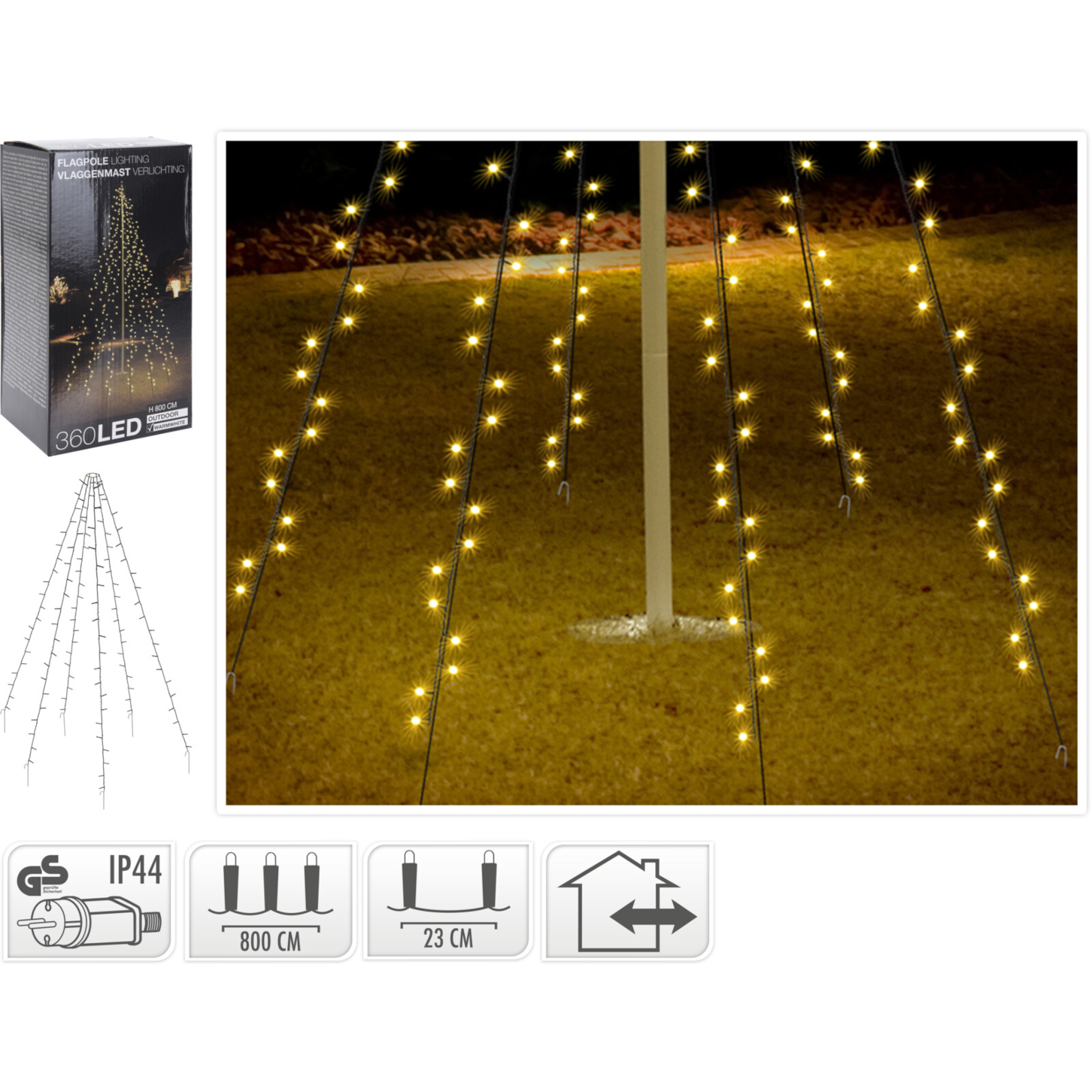 Koopman Fahnenmast Beleuchtung 360 LEDs