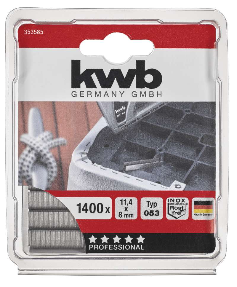 KWB Klammern 11,4 x 8 mm Feindraht Edelstahl 1400 Stück