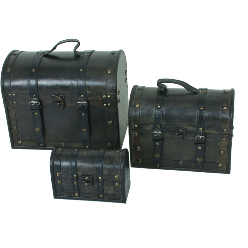 Garden Pleasure Biedermeier-Truhe 3er-Set anthrazit