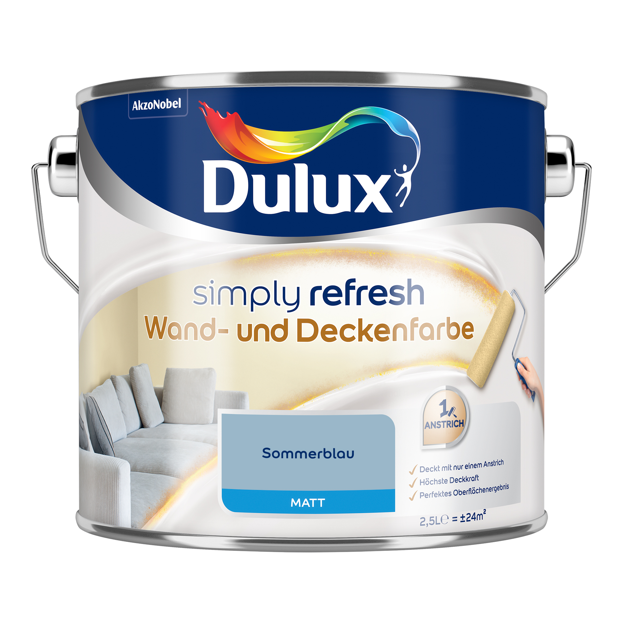 Dulux Simply Refresh Wand- und Deckenfarbe 2,5 L matt sommerblau