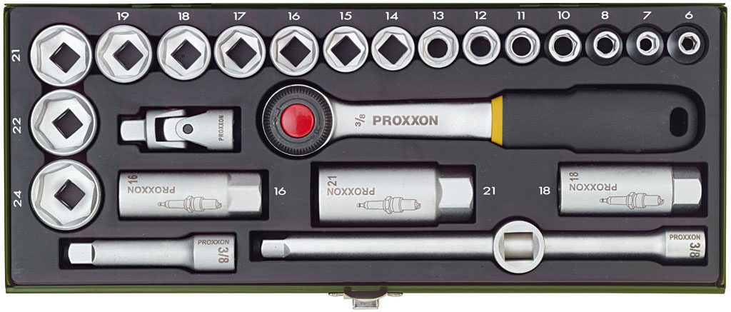 Proxxon Kompaktsatz mit 3/8" Antrieb. 24- teilig
