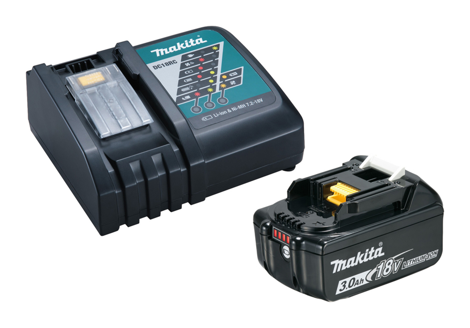 Makita Power Source-Kit 191A24-4, Schnellladegerät DC18RC und Akku BL1830B