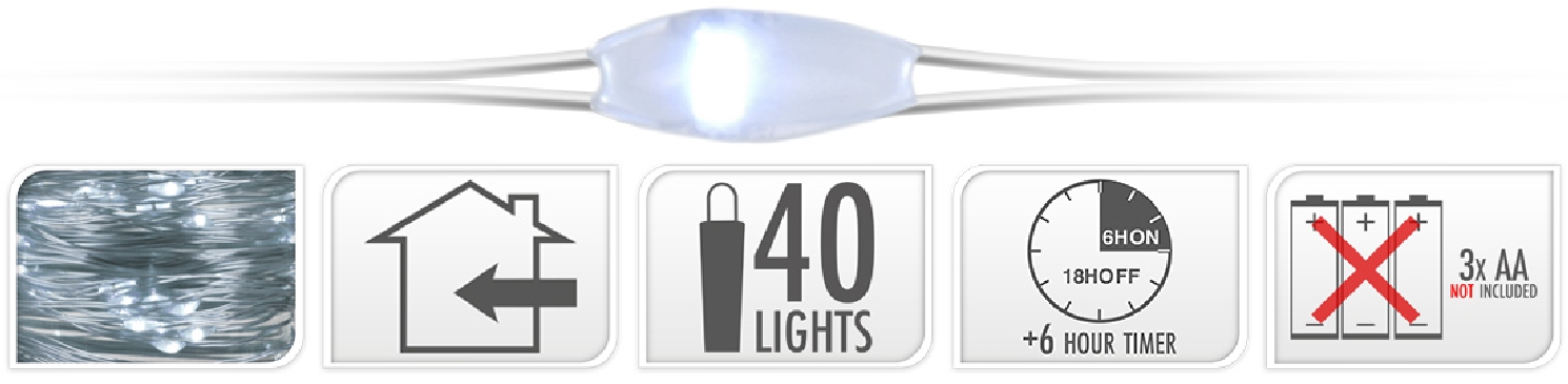 Koopman Silberdraht 40 LEDs kaltweißes Licht