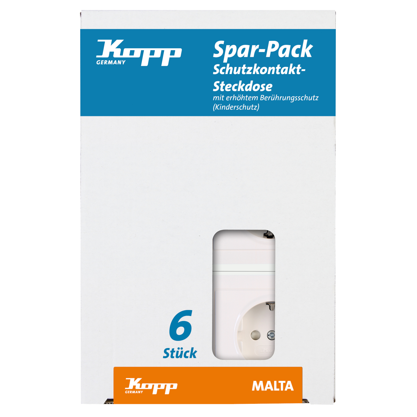 Kopp PROFI-PACK 6 Schuko-Steckdosen MALTA weiß