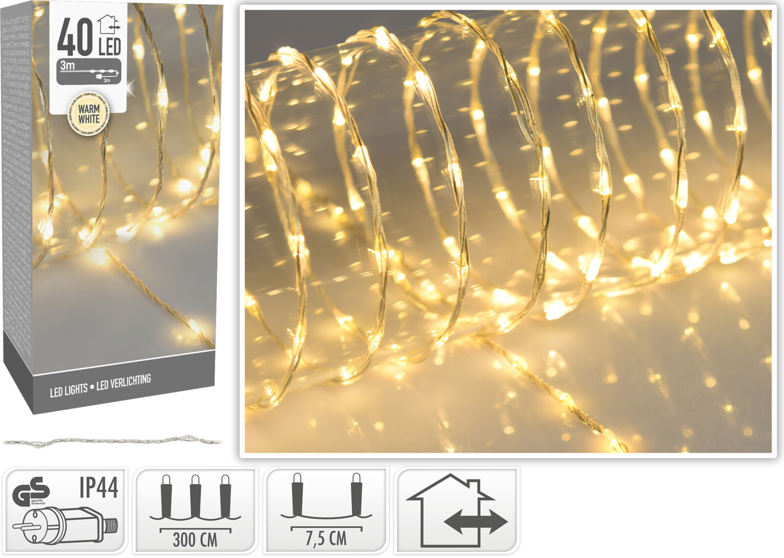 Koopman Lichterkette 40 LED 3 m warmweiß