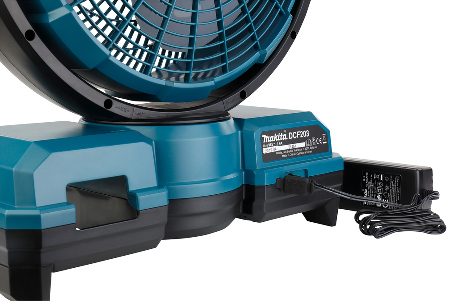 Makita Akku-Lüfter DCF203Z, ohne Akku und Ladegerät, mit Netzteil