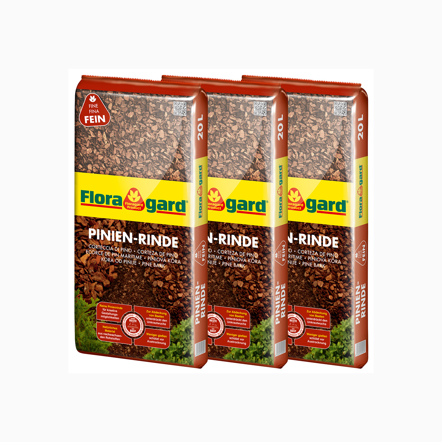 Floragard Pinienrinde extra fein 2-8 mm  3x20l