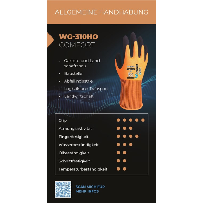 WonderGrip WG-310HO Komfort Schutzhandschuh M